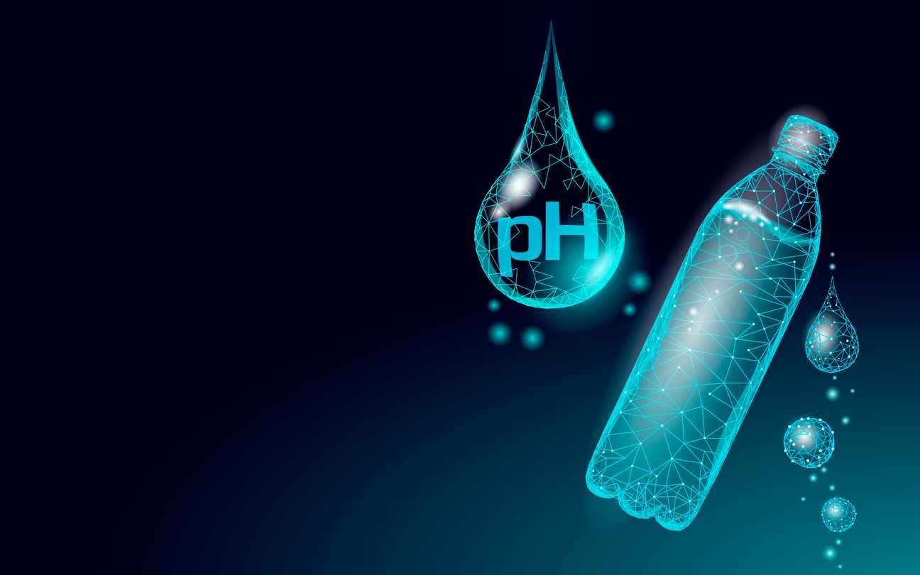 Water pH water bottle fitness support. Sport drink health care fitness shape clear pure drinking water. Medicine health concept vector illustration